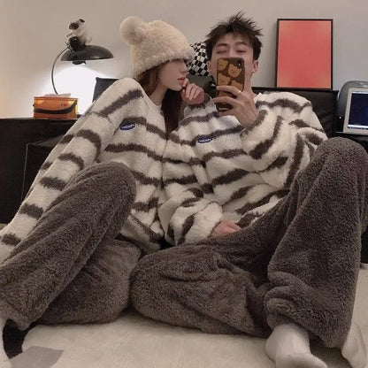 Coral Fleece Couple Pajamas