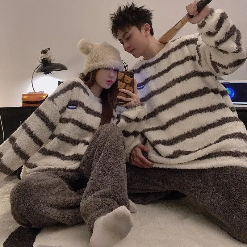 Coral Fleece Couple Pajamas